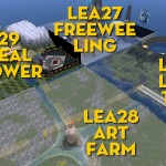 Aerial view of the LEA26-27-28-29 Regions in Second Life